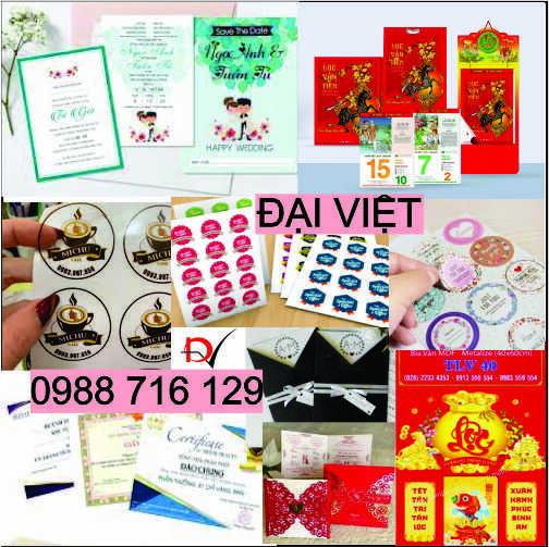 In ấn thiệp cưới, giấy khen, decal, lịch tết, tem nh&atilde;n hiệu B&igrave;nh Phước